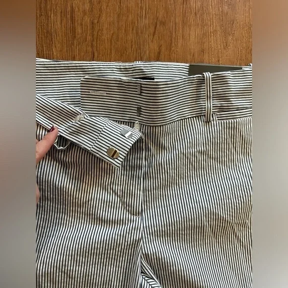 NWT Ann Taylor Factory Blue & White Pinstripe Cropped Trouser Women’s size 14 - Picture 4 of 9